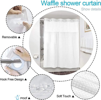 Luxury Hook-Free Waffle Shower Curtain