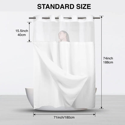 1pc No Hook Shower Curtain with Snap in Fabric Liner Set Less Time White Waffle Shower Curtain for Bathroom 74" L x 71" W