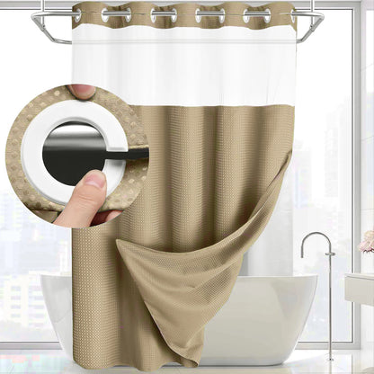 Luxury Hook-Free Waffle Shower Curtain